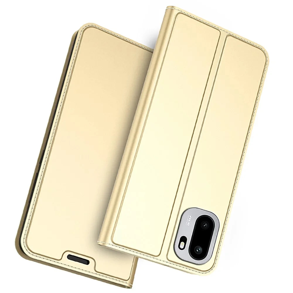 For OnePlus 15R 5G Case PU Leather Phone Cover with Card Holder Stand - Gold - 1