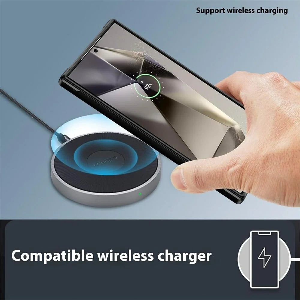 For Samsung Galaxy S26 Ultra Phone Case PC + TPU Clear Back Cover with Lens Cover Kickstand - Black - 3
