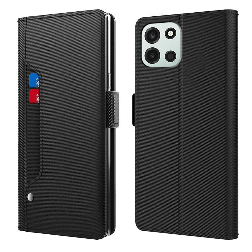 For OnePlus Turbo 6V 5G / Turbo 6 5G Case PU+TPU Magnetic Flip Phone Cover with Stand - Black - 1