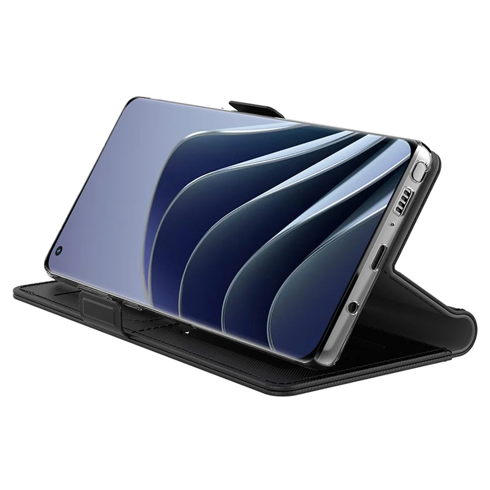 For OnePlus Turbo 6V 5G / Turbo 6 5G Case PU+TPU Magnetic Flip Phone Cover with Stand - Black - 2