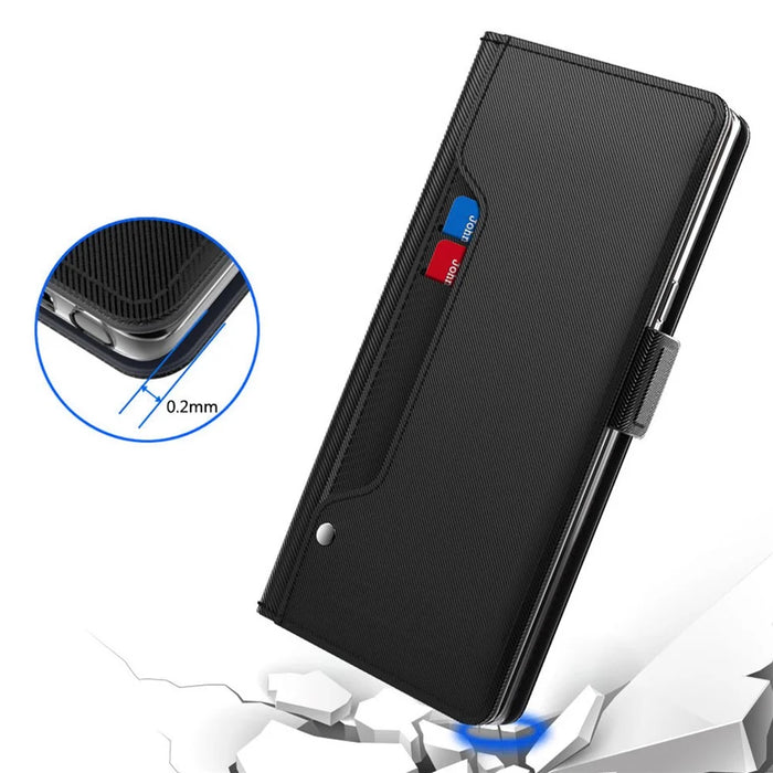 For OnePlus Turbo 6V 5G Case PU+TPU Magnetic Flip Phone Cover with Stand - Black - 4