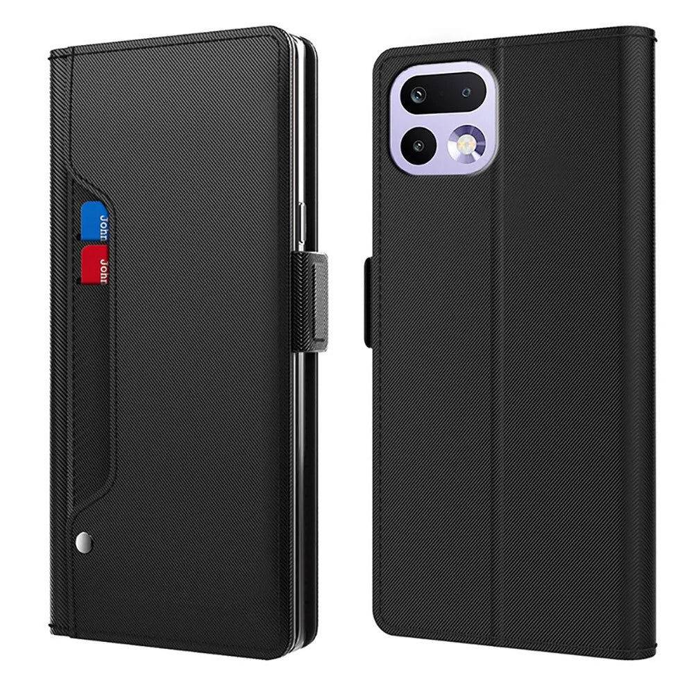 For Realme 16 Pro+ 5G Case PU+TPU Magnetic Flip Phone Cover with Stand - Black - 1