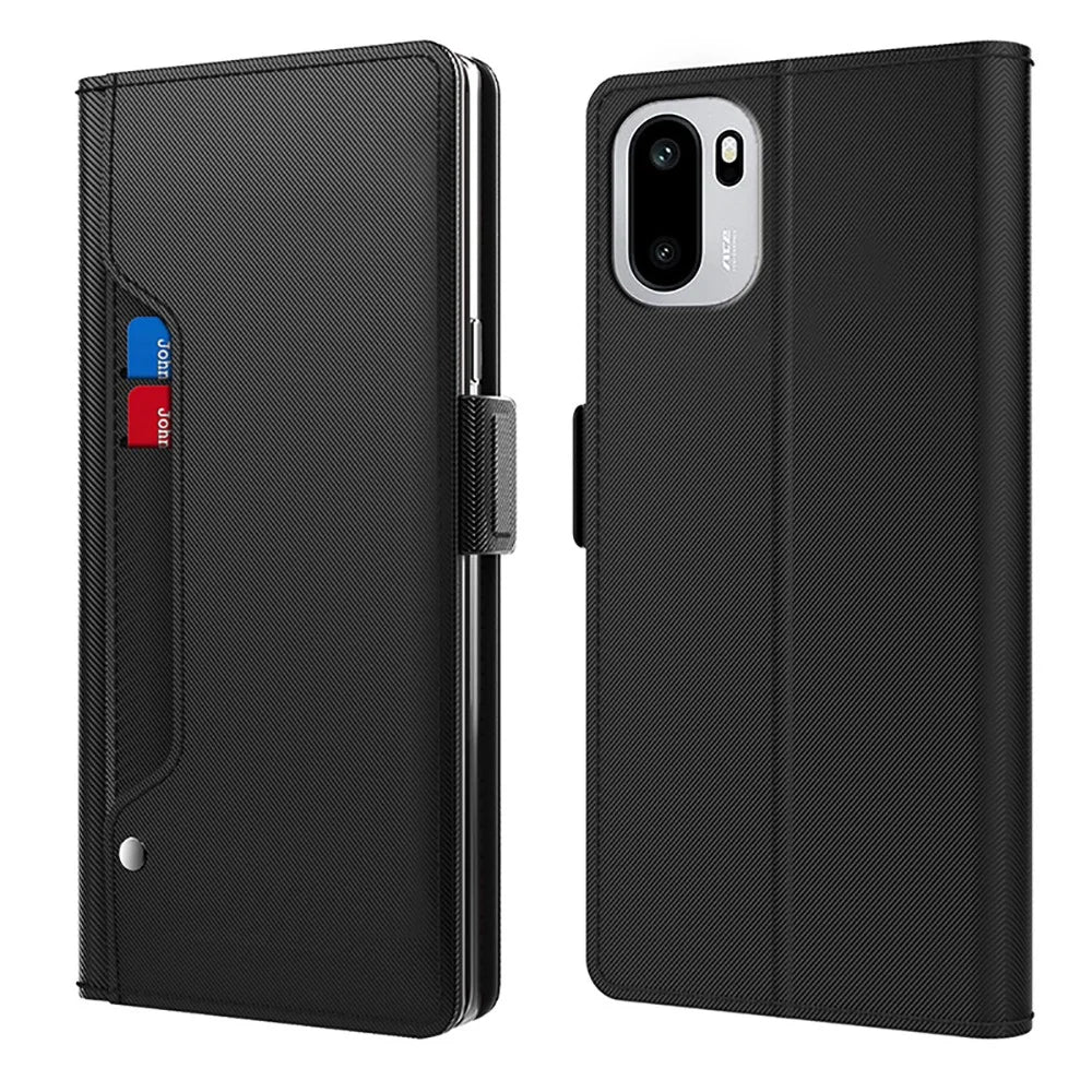 For OnePlus 15R 5G Case PU+TPU Magnetic Flip Phone Cover with Stand - Black - 1