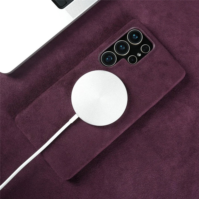 For Samsung Galaxy S26 Ultra Magnetic Case Synthetic Fiber PU Leather PC Phone Back Cover - Purple - 4