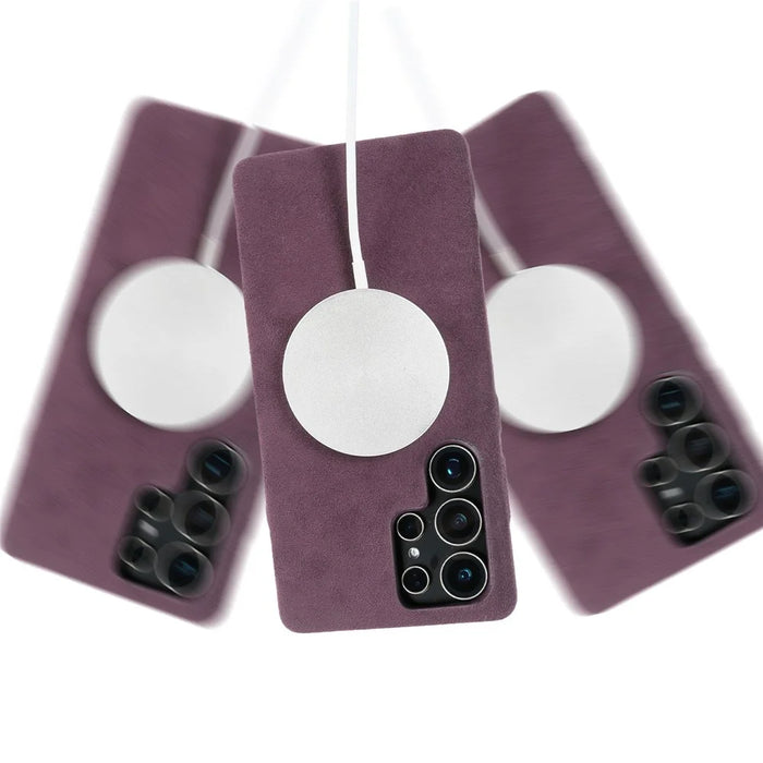 For Samsung Galaxy S26 Ultra Magnetic Case Synthetic Fiber PU Leather PC Phone Back Cover - Purple - 5