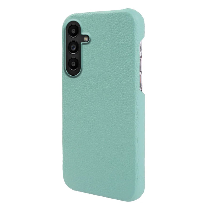 For Samsung Galaxy S25 FE Magnetic Case Litchi Texture Genuine Cow Leather + PC Shockproof Phone Back Cover - Mint Green - 2