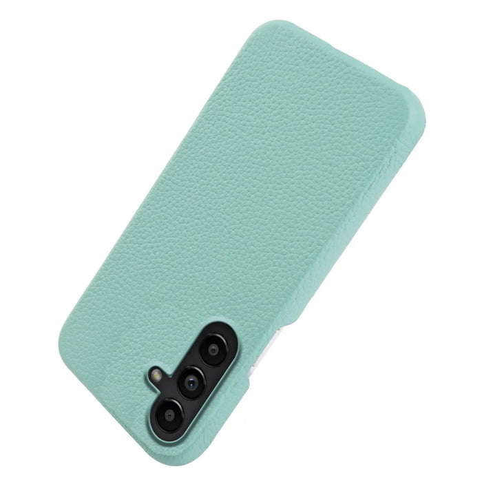 For Samsung Galaxy S25 FE Magnetic Case Litchi Texture Genuine Cow Leather + PC Shockproof Phone Back Cover - Mint Green - 5
