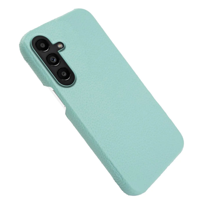 For Samsung Galaxy S25 Magnetic Case Litchi Texture Genuine Cow Leather + PC Shockproof Phone Back Cover - Mint Green - 4