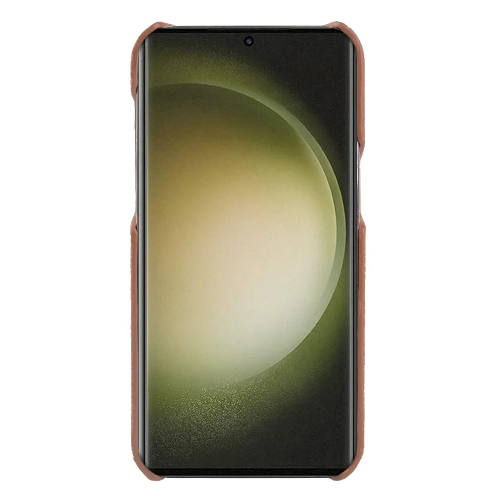For Samsung Galaxy S25 Ultra Magnetic Case Litchi Texture Genuine Cow Leather + PC Shockproof Phone Back Cover - Brown - 3