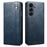 For Samsung Galaxy A37 5G Case Crazy Horse Texture Waxy Leather Wallet Stand Phone Cover - Blue - 1