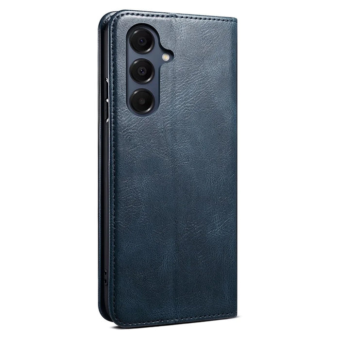 For Samsung Galaxy A37 5G Case Crazy Horse Texture Waxy Leather Wallet Stand Phone Cover - Blue - 6