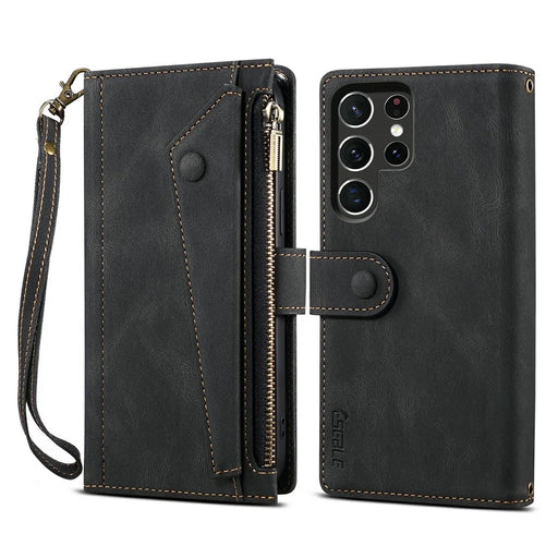 ESEBLE Star Series For Samsung Galaxy S26 Ultra Case Zipper Wallet Leather Stand Phone Cover - Black - 1