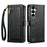 ESEBLE E11 For Samsung Galaxy A37 5G Case Zipper Pocket Litchi Texture Leather Phone Cover with Mirror and Wrist Strap - Black - 1