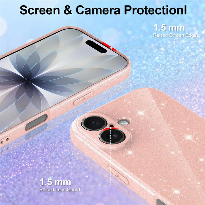 For iPhone 17 Magnetic Case Glitter TPU Shockproof Phone Cover with Lanyard Compatible with MagSafe - Pink - 4