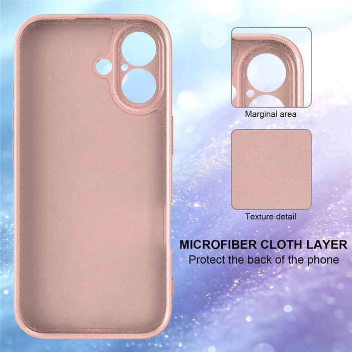 For iPhone 17 Magnetic Case Glitter TPU Shockproof Phone Cover with Lanyard Compatible with MagSafe - Pink - 5