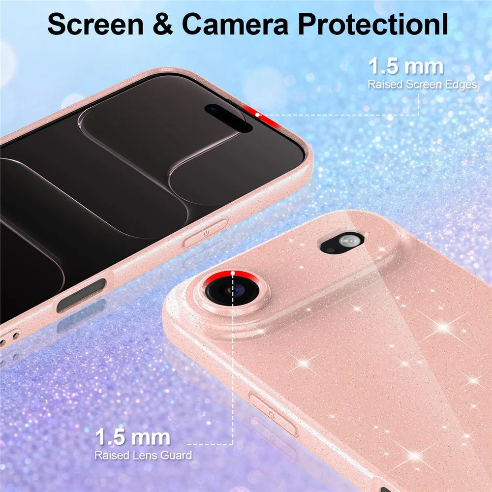 For iPhone Air Magnetic Case Glitter TPU Shockproof Phone Cover with Lanyard Compatible with MagSafe - Pink - 4