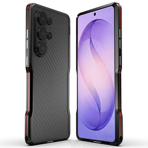 LUPHIE For Samsung Galaxy S26 Ultra Case Metal Bumper Frame Shockproof Phone Cover - Black  /  Red - 1