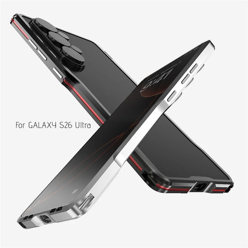 LUPHIE For Samsung Galaxy S26 Ultra Case Metal Bumper Frame Shockproof Phone Cover - Black  /  Red - 2