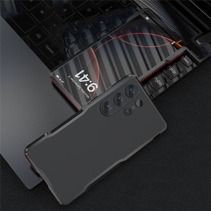 LUPHIE For Samsung Galaxy S26 Ultra Case Metal Bumper Frame Shockproof Phone Cover - Black  /  Red - 3