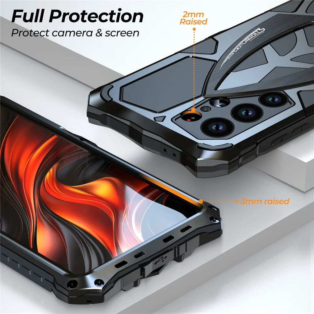 LUPHIE For Samsung Galaxy S26 Ultra Case Sports Car Design Shockproof Metal + TPU Phone Cover with Screen Protector - Black - 4