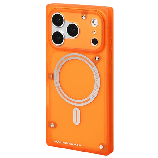 WAKCAS For iPhone 17 Pro Magnetic Phone Case Screw-style Matte TPU Cover Compatible with MagSafe - Orange - 1