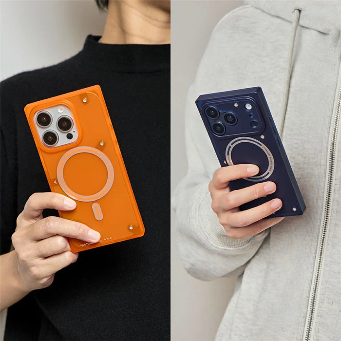 WAKCAS For iPhone 17 Pro Magnetic Phone Case Screw-style Matte TPU Cover Compatible with MagSafe - Orange - 4