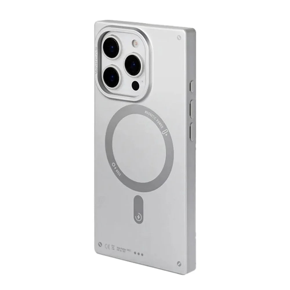 WAKCAS For iPhone 16 Pro Magnetic Case Matte Electroplated TPU Square Phone Cover Compatible with MagSafe - Silver - 1