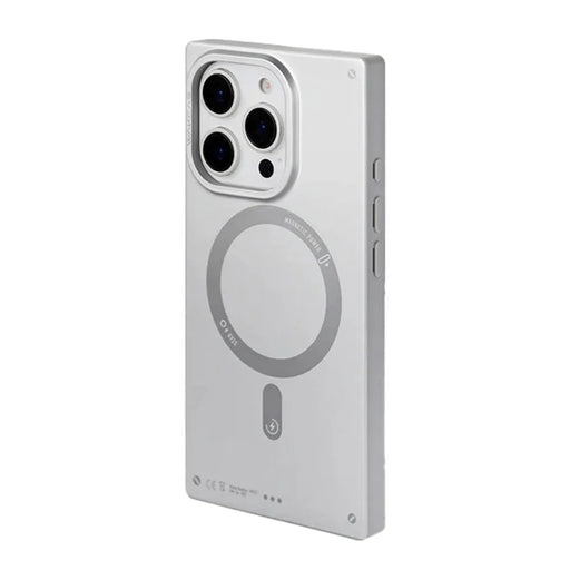 WAKCAS For iPhone 16 Pro Magnetic Case Matte Electroplated TPU Square Phone Cover Compatible with MagSafe - Silver - 1