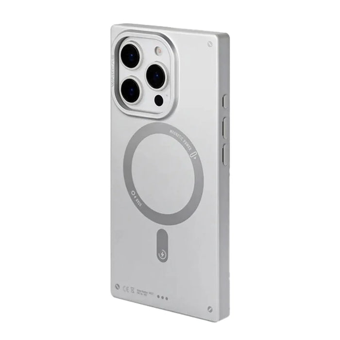 WAKCAS For iPhone 16 Pro Magnetic Case Matte Electroplated TPU Square Phone Cover Compatible with MagSafe - Silver - 1