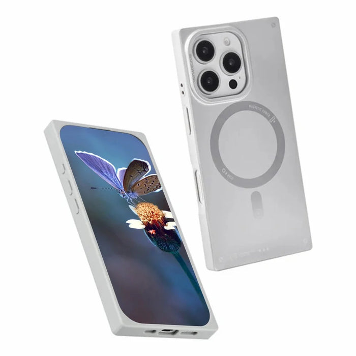 WAKCAS For iPhone 16 Pro Magnetic Case Matte Electroplated TPU Square Phone Cover Compatible with MagSafe - Silver - 2
