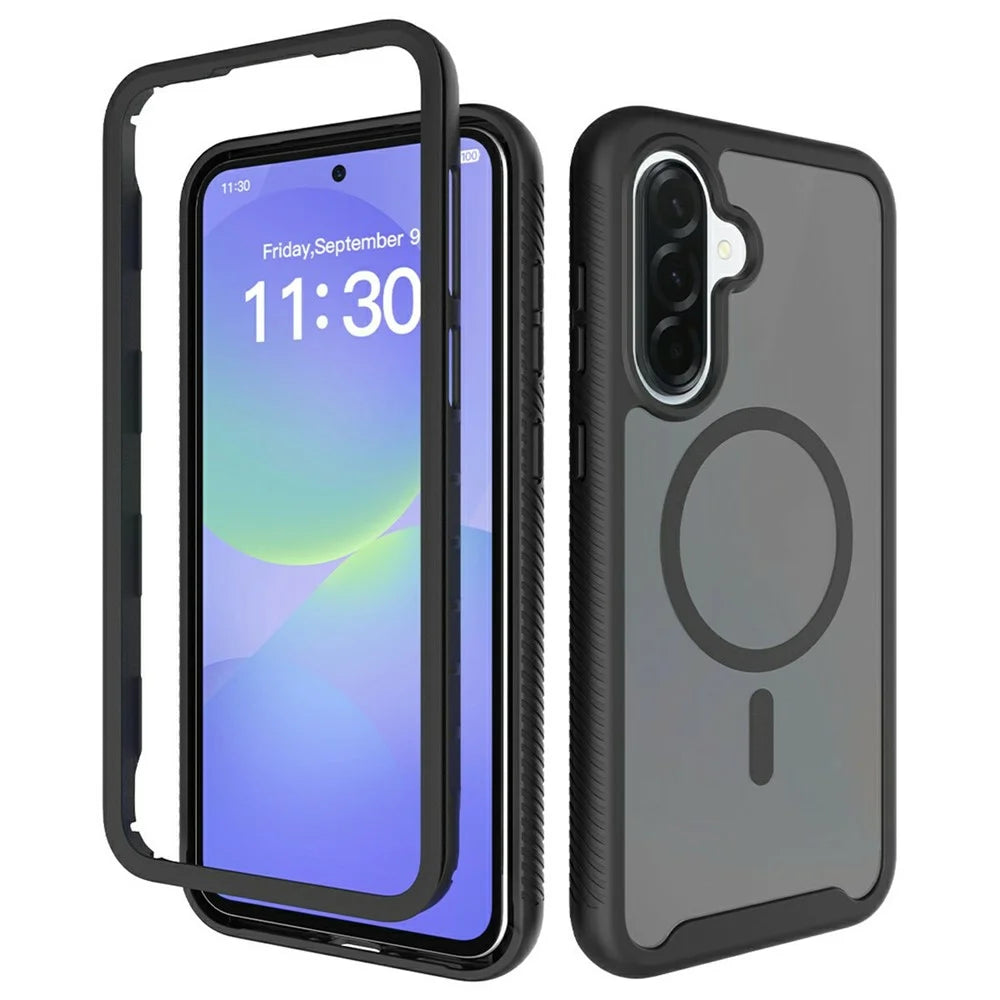 For Samsung Galaxy A36 5G  /  A56 5G Magnetic Phone Case Detachable 2 in 1 Translucent Matte PC TPU Back Cover - Black - 1