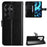 For Doogee Note 56X PU Leather Case with Strap Crazy Horse Texture Phone Wallet Cover - Black - 1