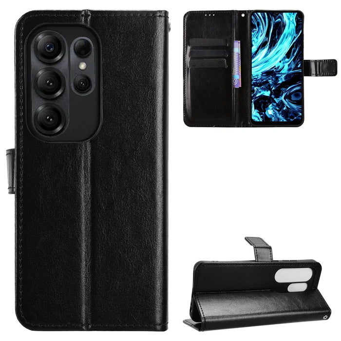 For Doogee Note 56X PU Leather Case with Strap Crazy Horse Texture Phone Wallet Cover - Black - 1
