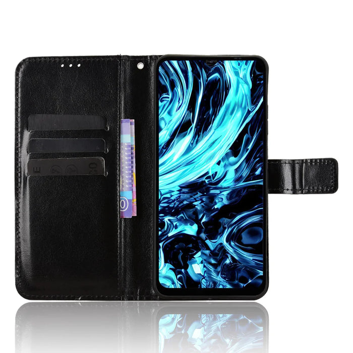 For Doogee Note 56X PU Leather Case with Strap Crazy Horse Texture Phone Wallet Cover - Black - 5