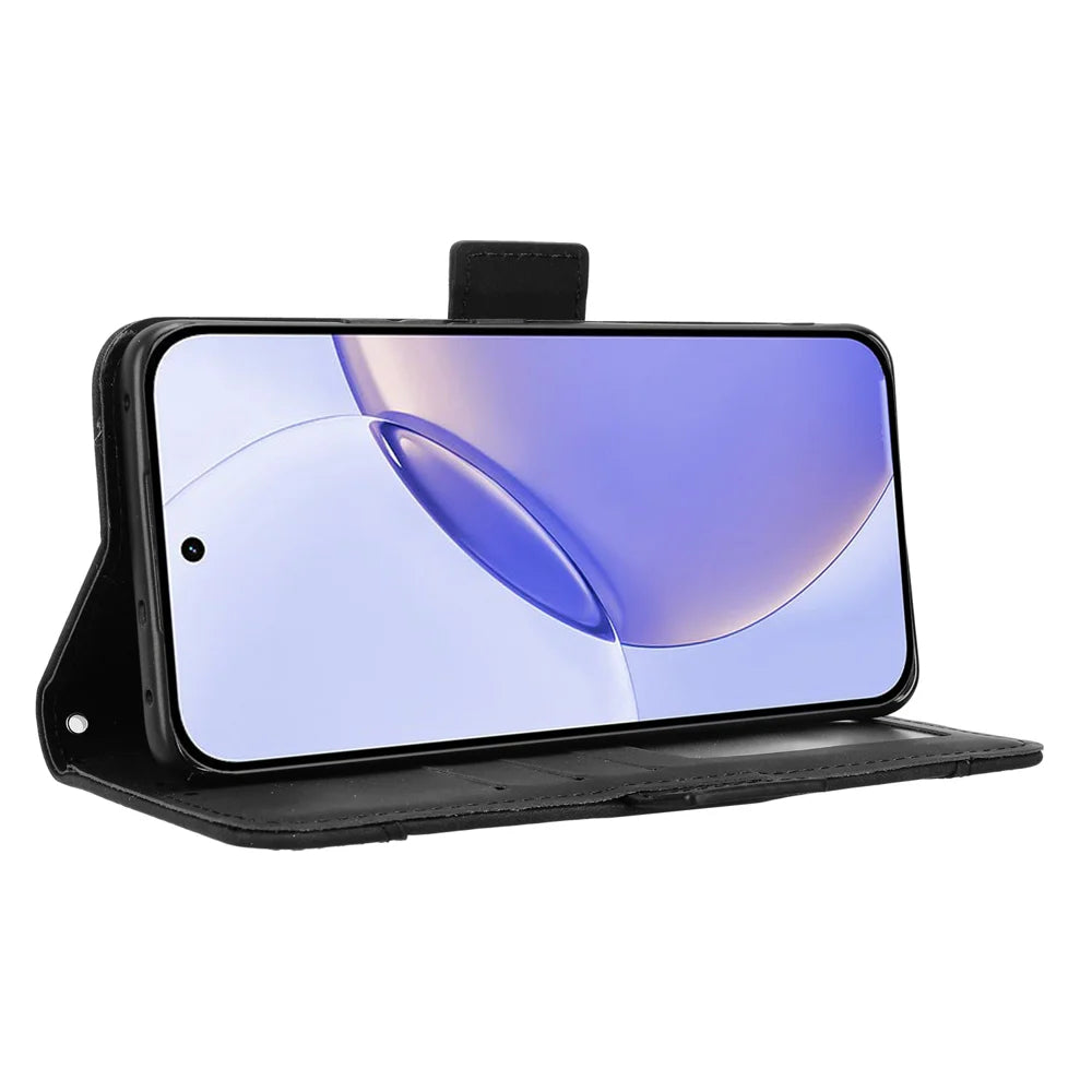 For Realme 16 Pro+ 5G Leather Case Phone Wallet Cover with Multiple Card Slots - Black - 6