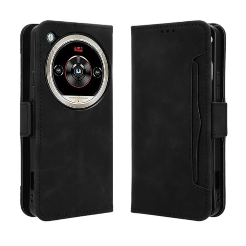 For ZTE nubia Focus 2 Ultra 5G Leather Case Phone Wallet Cover with Multiple Card Slots - Black - 1