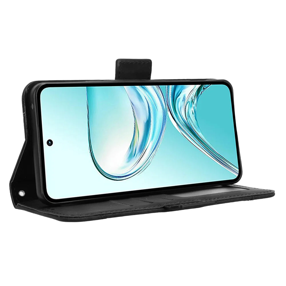 For ZTE nubia Focus 2 Ultra 5G Leather Case Phone Wallet Cover with Multiple Card Slots - Black - 6