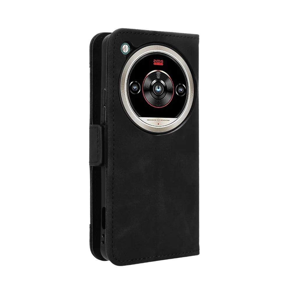 For ZTE nubia Focus 2 Ultra 5G Leather Case Phone Wallet Cover with Multiple Card Slots - Black - 7