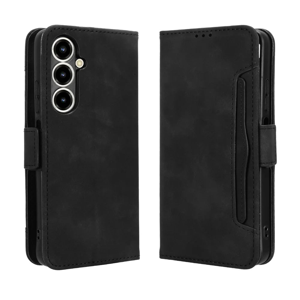 For ZTE nubia V80 Max 4G Leather Case Phone Wallet Cover with Multiple Card Slots - Black - 1