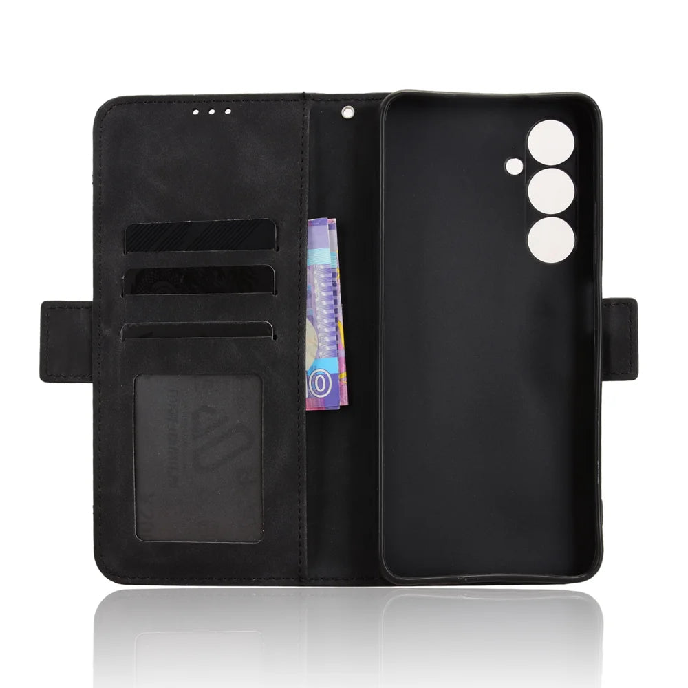 For ZTE nubia V80 Max 4G Leather Case Phone Wallet Cover with Multiple Card Slots - Black - 4