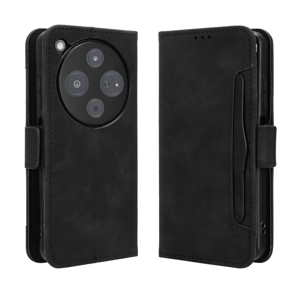 For Optus X Pro 2 5G / ZTE Nubia P9 Pro 5G Leather Case Phone Wallet Cover with Multiple Card Slots - Black - 1