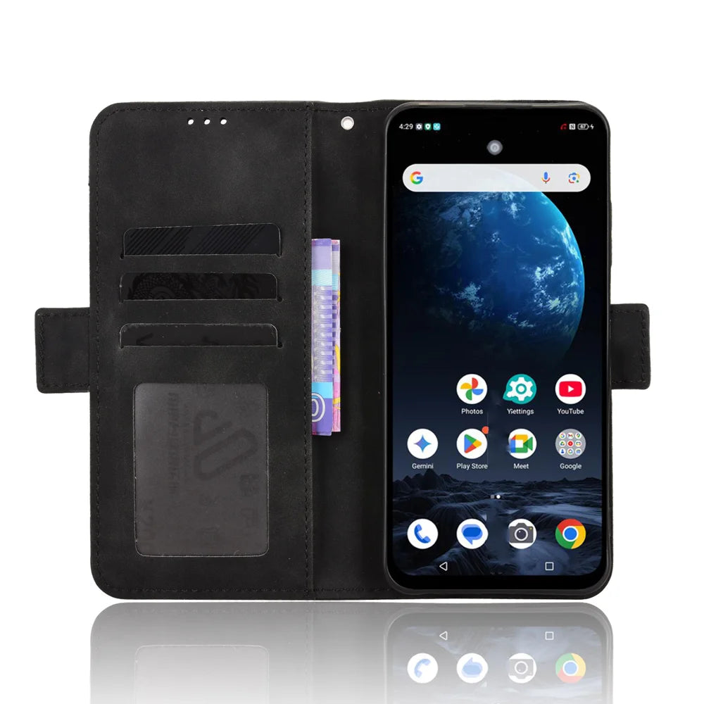 For Optus X Pro 2 5G / ZTE Nubia P9 Pro 5G Leather Case Phone Wallet Cover with Multiple Card Slots - Black - 5