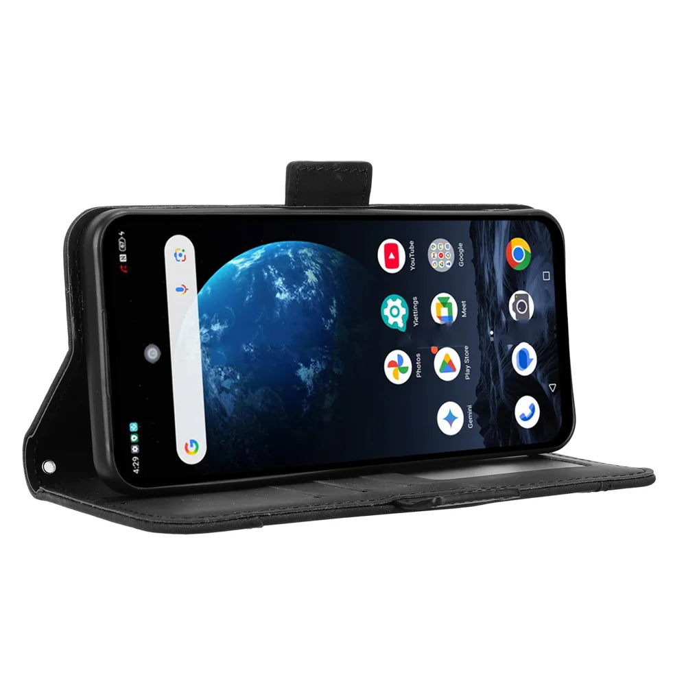 For Optus X Pro 2 5G / ZTE Nubia P9 Pro 5G Leather Case Phone Wallet Cover with Multiple Card Slots - Black - 6