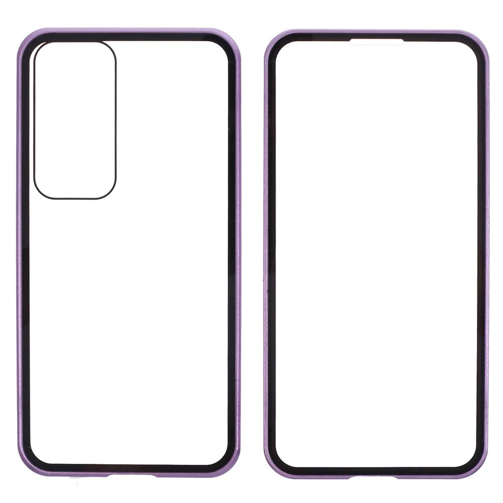 For Samsung Galaxy A17 4G  /  A17 5G Case Double-Sided Tempered Glass Phone Cover with Magnetic Adsorption Metal Frame - Purple - 2