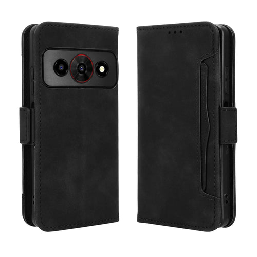 For Optus X Value 5G / ZTE Nubia P7 Pro 5G Leather Case Phone Wallet Cover with Multiple Card Slots - Black - 1