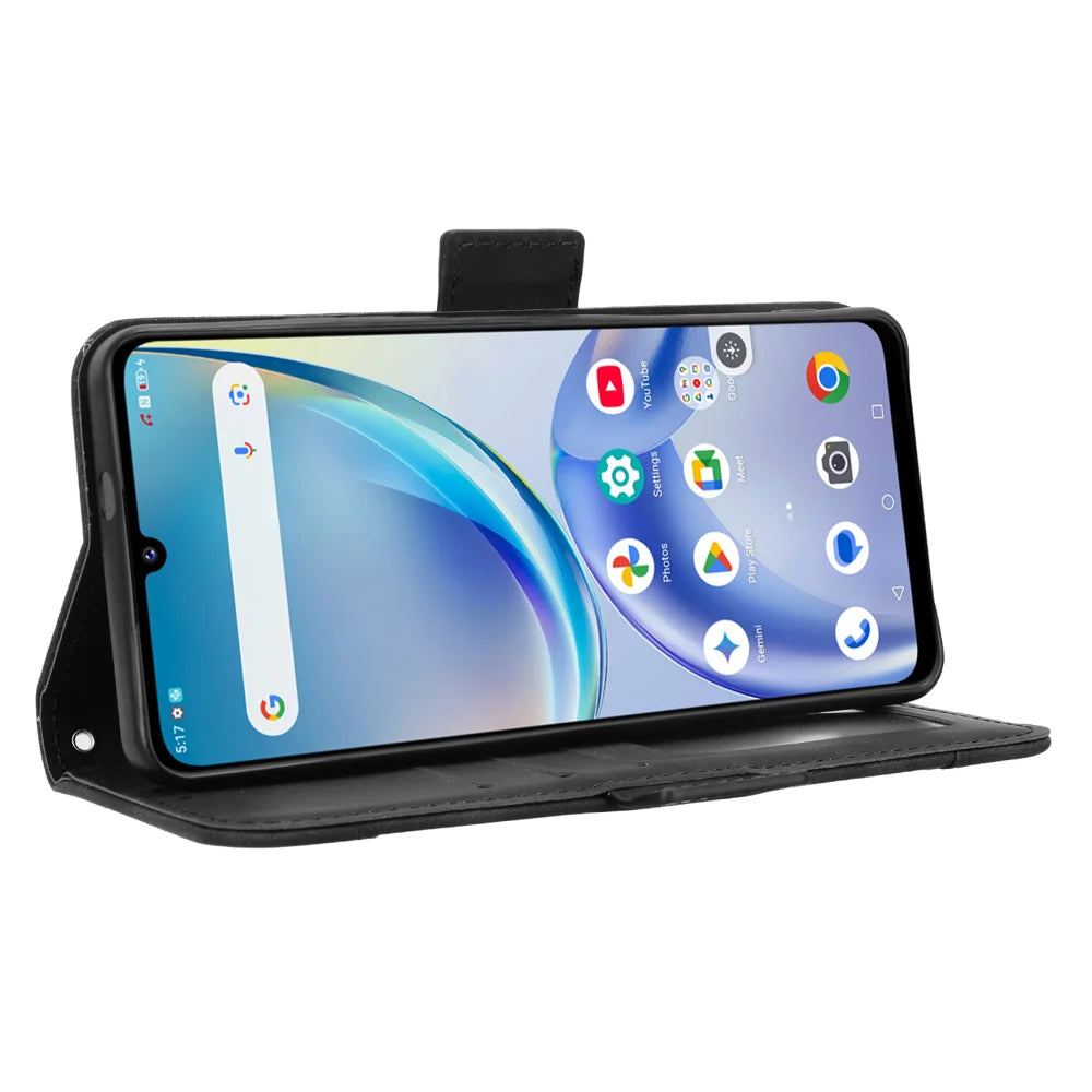 For Optus X Value 5G / ZTE Nubia P7 Pro 5G Leather Case Phone Wallet Cover with Multiple Card Slots - Black - 6