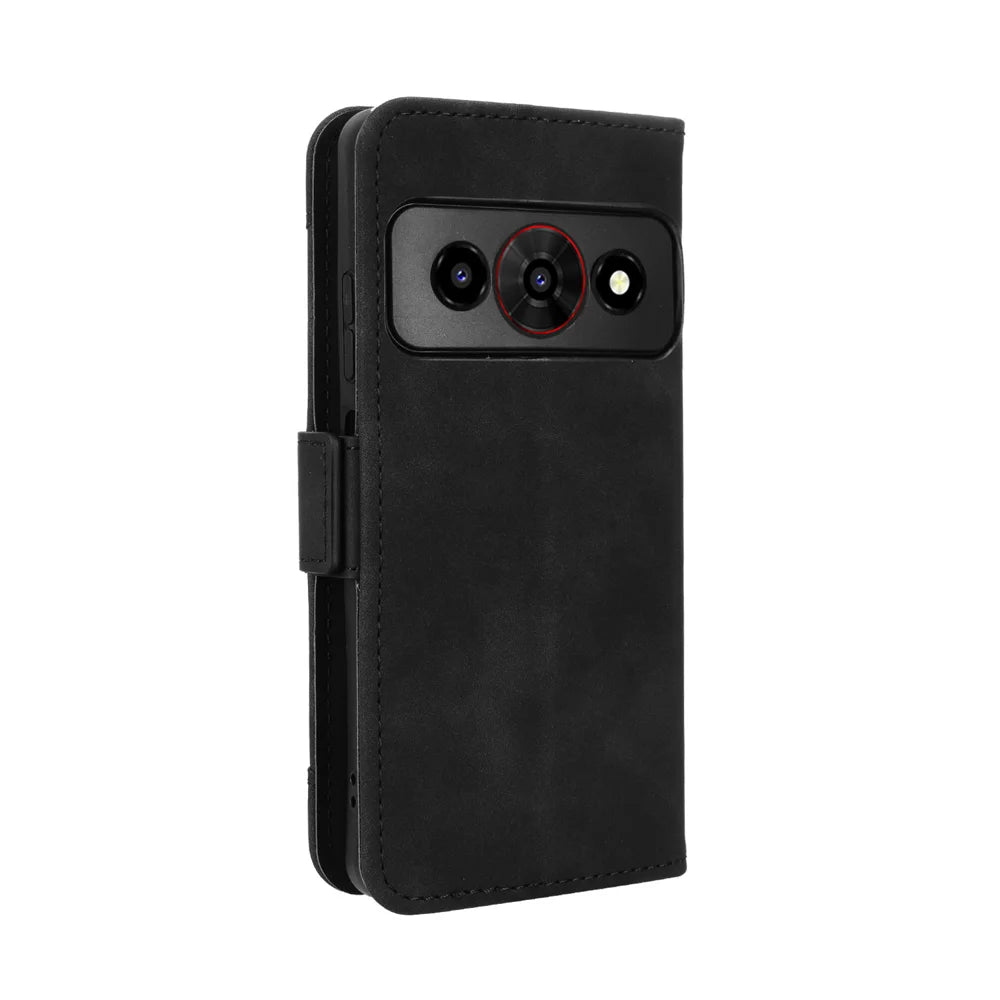 For Optus X Value 5G / ZTE Nubia P7 Pro 5G Leather Case Phone Wallet Cover with Multiple Card Slots - Black - 7