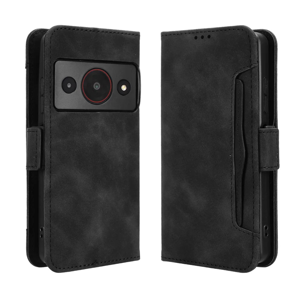 For ZTE Blade A75 Pro 5G Leather Case Phone Wallet Cover with Multiple Card Slots - Black - 1