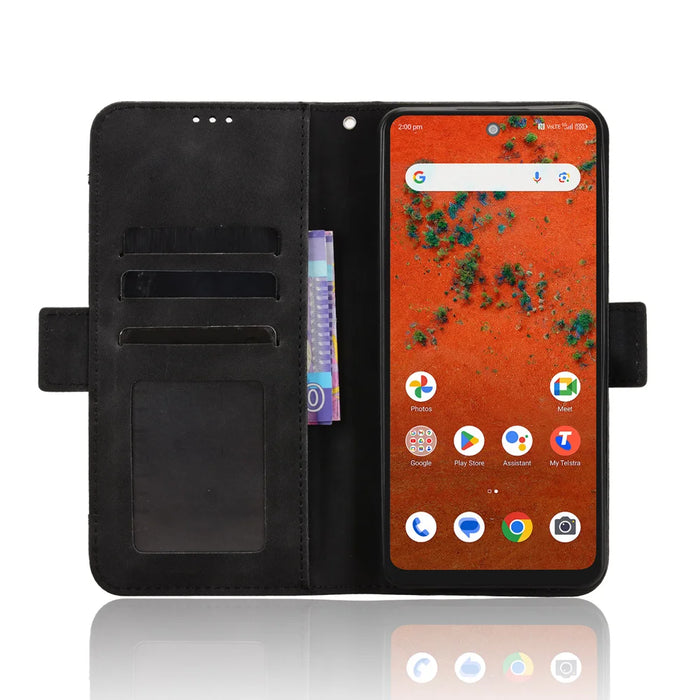 For ZTE Blade A75 Pro 5G Leather Case Phone Wallet Cover with Multiple Card Slots - Black - 5