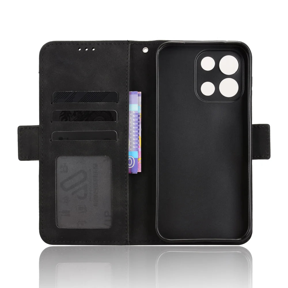 For OnePlus Turbo 6 5G / Nord 6 5G Leather Case Phone Wallet Cover with Multiple Card Slots - Black - 4